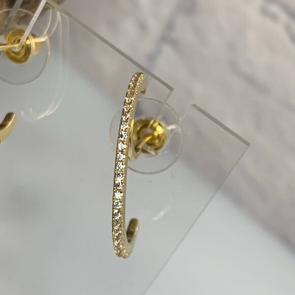 Gold Plated Cubic Zirconia 925 Suspender Cuff Earrings - Picture 3 of 5